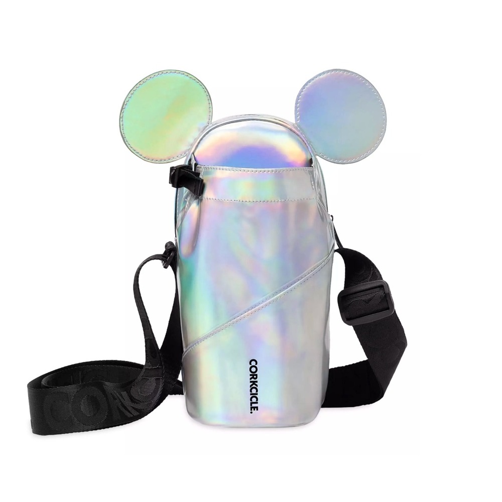 Corkcicle Disney Mickey Mouse Holographic Silver Crossbody Water Bottle Sling